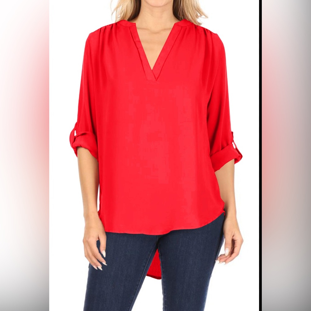 Chaus Vibrant Red Blouse 1X Plus Size